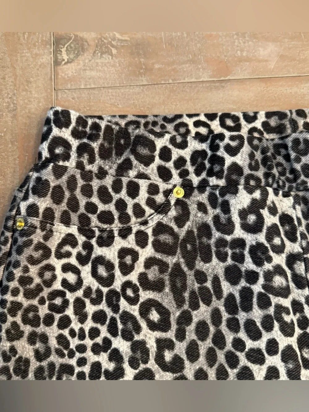 Michael Kors Womens Jeggings Size L Gray Black Leopard Print Pull On Stretch